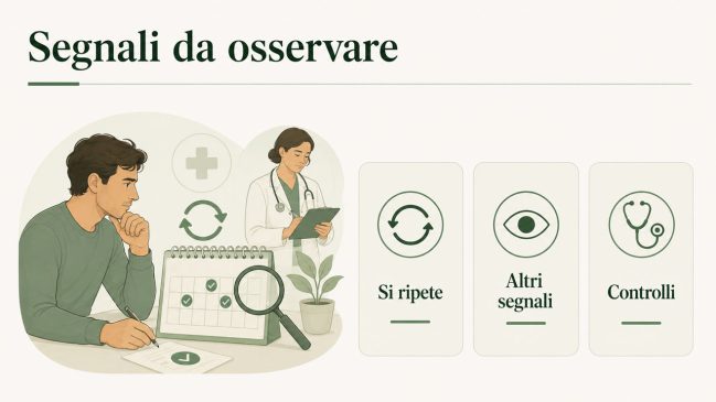 Uomo con calendario, lente d’ingrandimento e medico accanto a schede su ripetizione, segnali e controlli